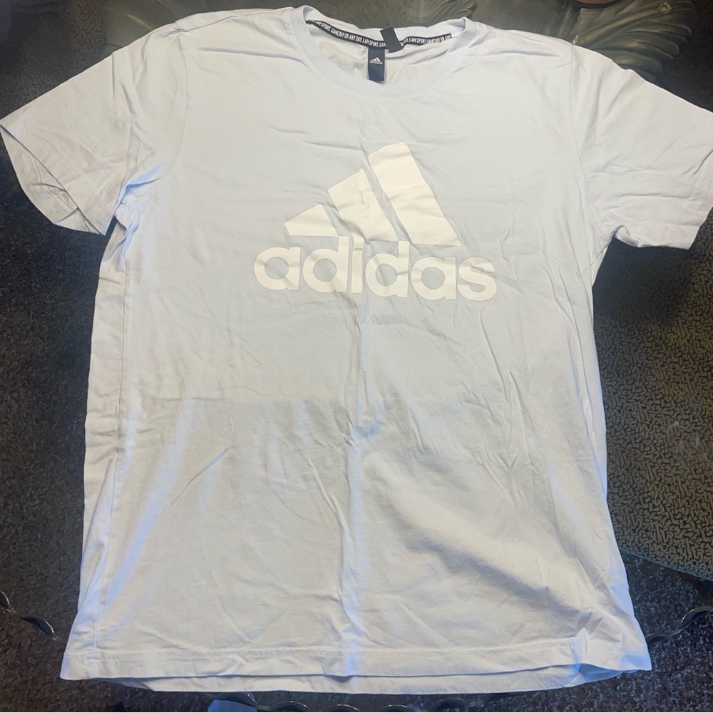 Adidas Light Blue Logo Tee: XL